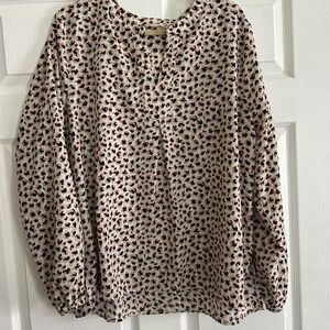 Elegant Cream and Black Patterned Blouse